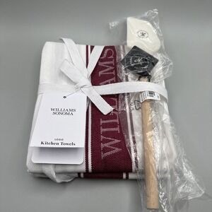 Williams Sonoma Logo Kitchen Towels Dish Set 2 + Logo Spatula New Gift